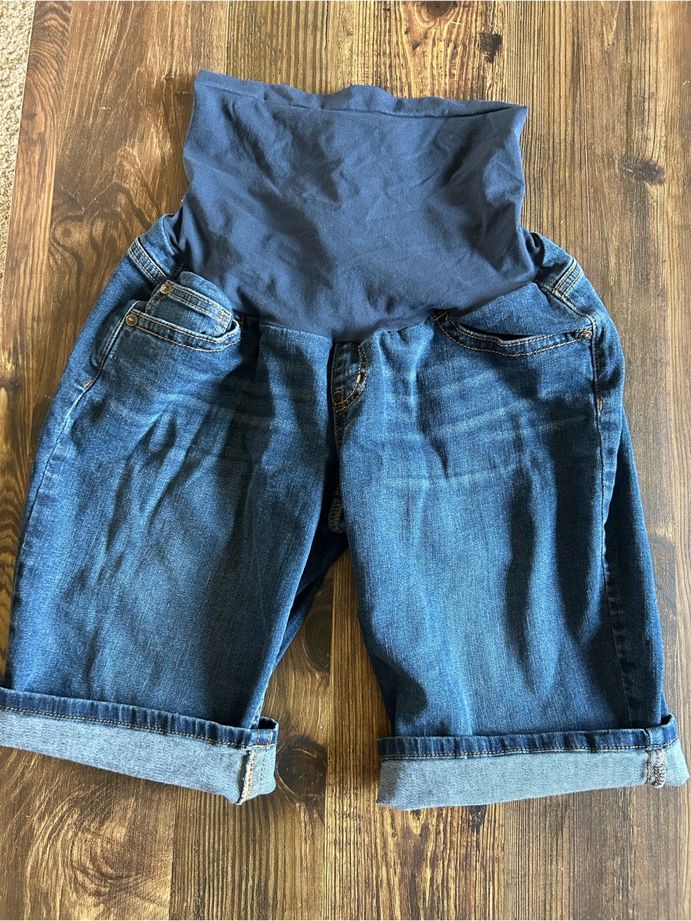 Maternity Denim Jean Shorts Lot Full Panel Medium 8-10 - Picture 7 of 10